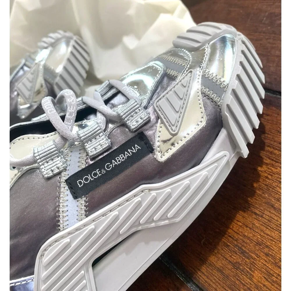 D&G Dolce & Gabbana kid boy sneakers silver size‎ 31 Argento D11021 $575